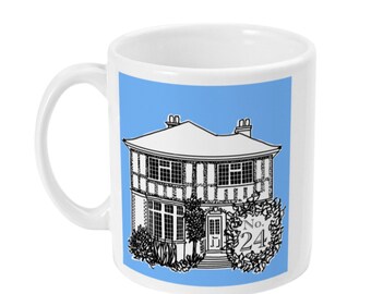 Your home on a mug, unique drawing on personalised mug