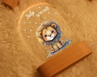 Personalized Cute Lion Night Light,Customized Name Animal Night Light,Birthday Gift,kid Room Decoration,Acrylic Night Light,Christening Gift