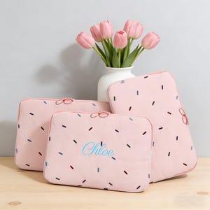 Personalised Quilted Sprinkle Embroidery Laptop Sleeve | Cute Laptop Case | Soft Padded Laptop Pouch |  Fits Mac Book / Laptop / iPad