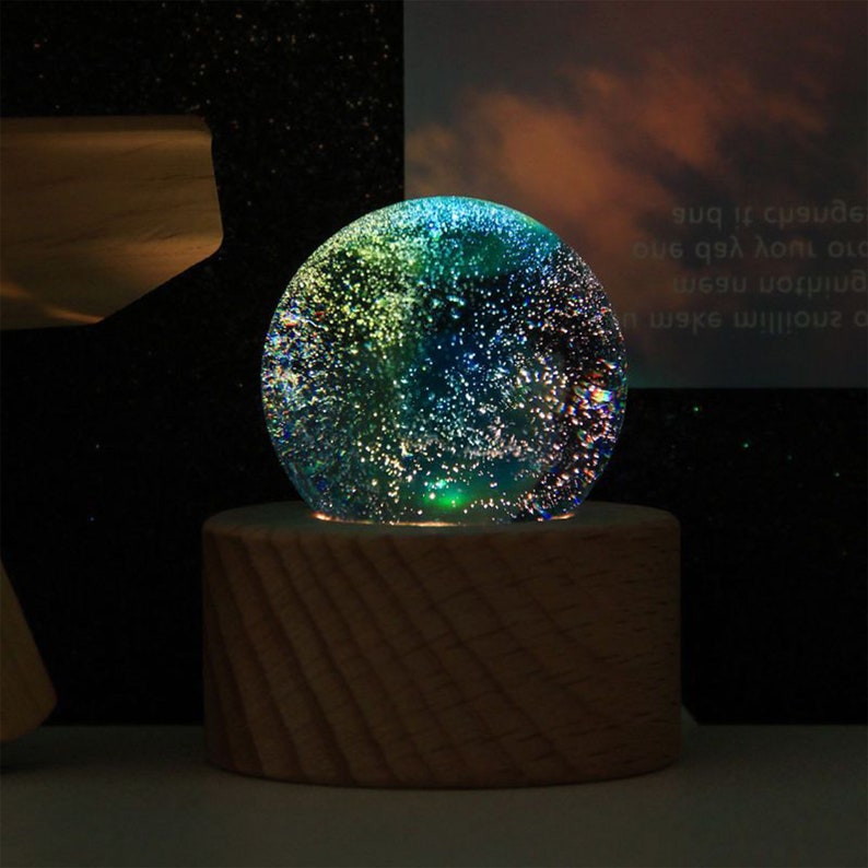 Aesthetic 3D Galaxy Crystal Ball Night Light, Artistic Led Space Planet Lamp, Star Night Light, Milky Way Lamp, Crystal Ball Sky Night Lamp image 7