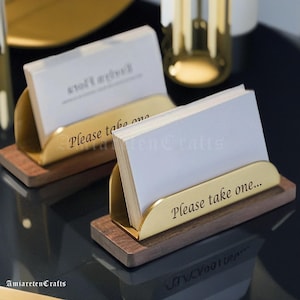Porta-cartões de visita personalizado em nogueira, porta-cartões de visita em madeira gravada - madeira nobre e cobre, artigos de escritório e negócios
