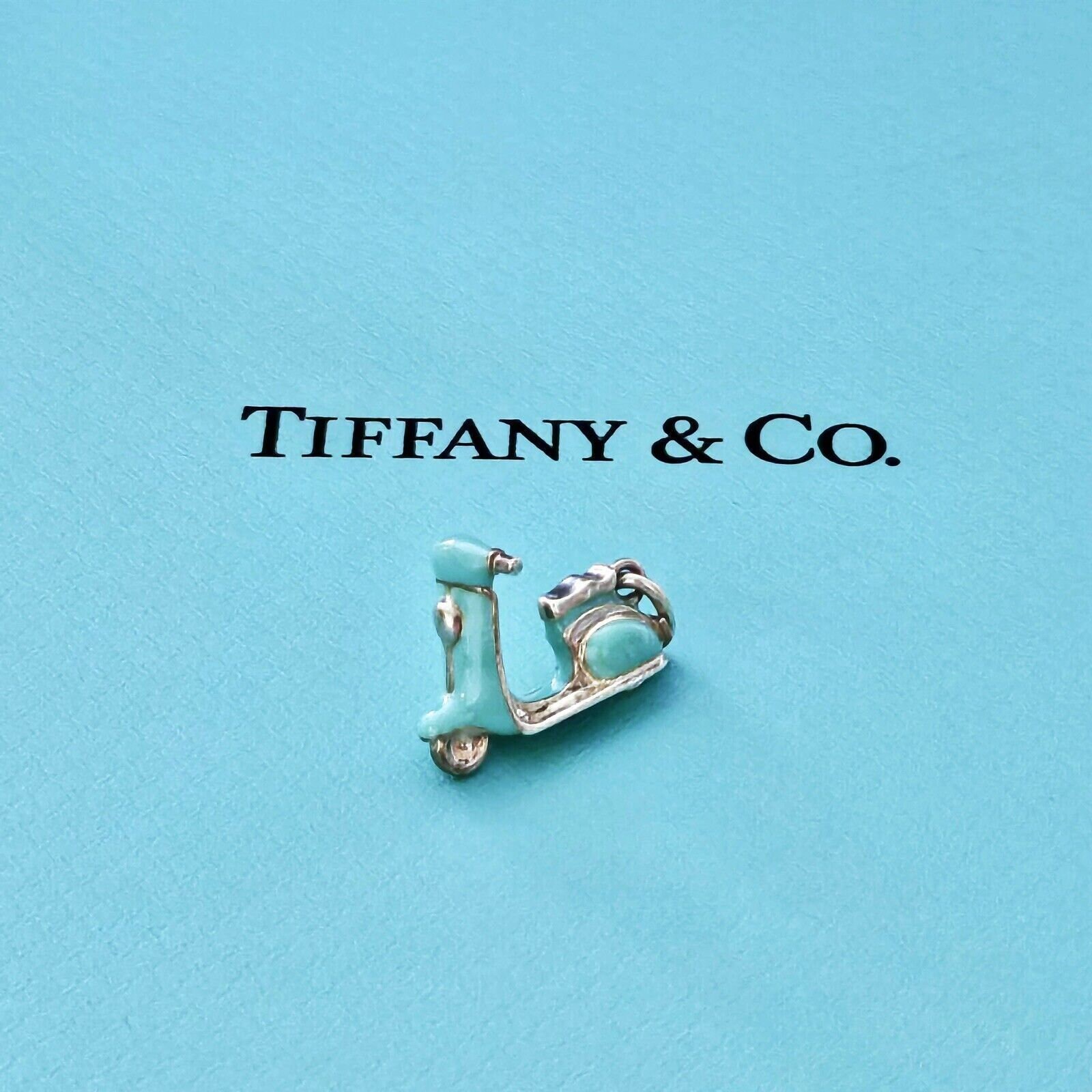Rare Retired Tiffany Co. Blue Enamel Scooter Sterling Silver Charm Necklace Etsy