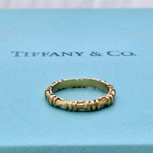 RARE Vintage Tiffany & Co. 18k Yellow Gold Bamboo Stacking Ring Band