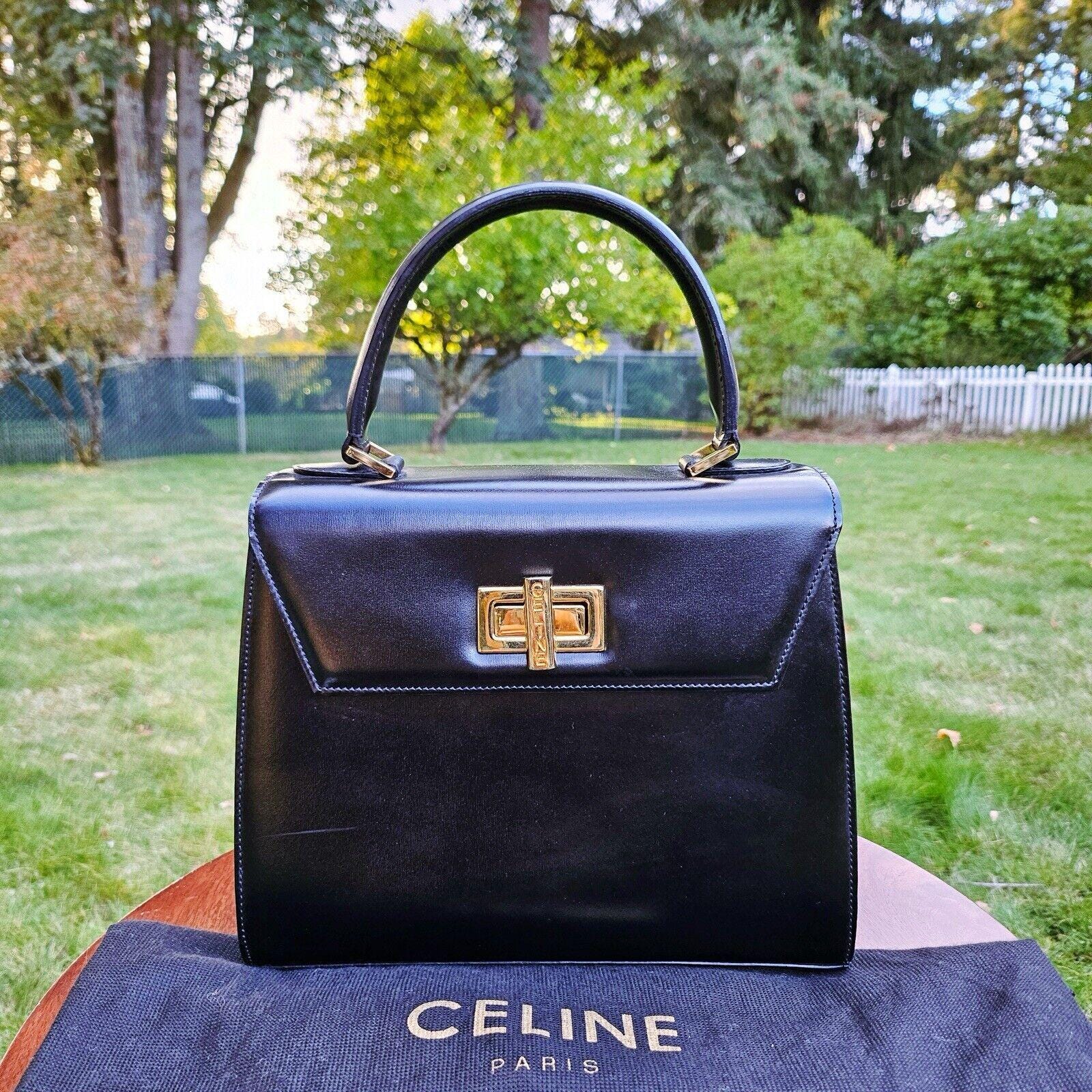 Authentic Celine Monogram Logo Coin Case Brown Leather GP