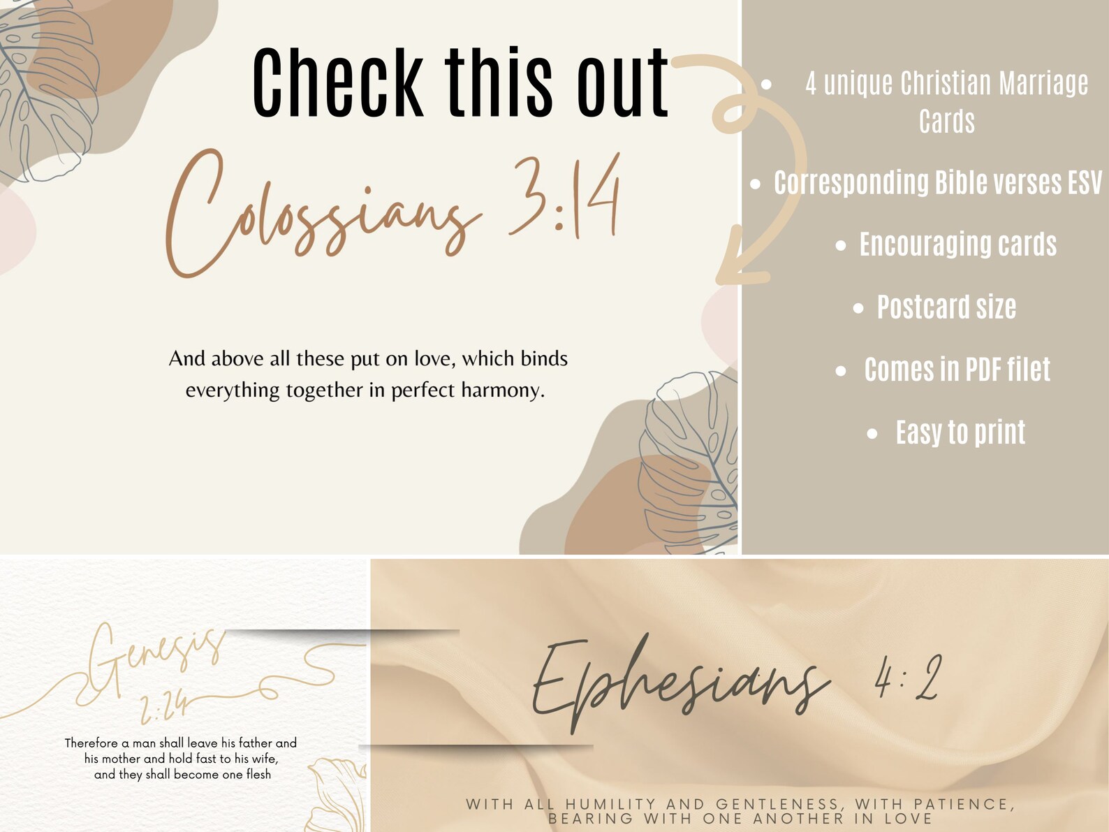 4 Christian Printable Scripture Postcards love En Marriage Bible Verse Cards encouragement En ...