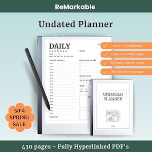 reMarkable 日付なしプランナー - reMarkable テンプレート - デイリープランナー - ウィークリープランナー - 年間プランナー - reMarkable 2 プランナー - デジタルプランナー