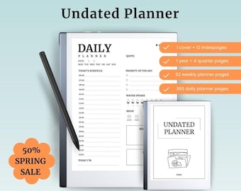 reMarkable 2 Planner Template: Undated Daily, Weekly, & Yearly Digital Planner