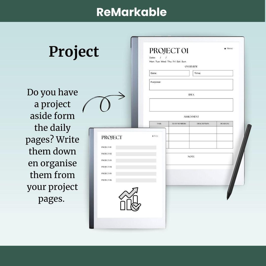 2026 Remarkable Planner Template: Hyperlinked Daily, Monthly, Project ...