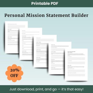 Personal Mission Statement Builder - Stephen Covey - The 7 habits of Highly Effective People - Printable PDF