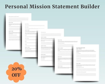 Personal Mission Statement Builder - Stephen Covey - The 7 habits of Highly Effective People - Printable PDF
