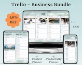 Trello Business Template Bundle: CRM, Content Calendar, Productivity Planner (PDF Access Guide Included