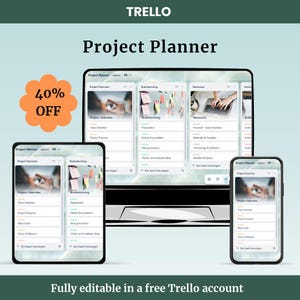 Trello Project Planner  - Trello Template - Trello boards - Trello Planner - Small business template - Project planner template - Team work