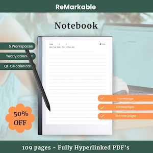 Remarkable Notebook - reMarkable 2 planner - remarkable paper pro - reMarkable template - reMarkable to do - Planner for notes and projects