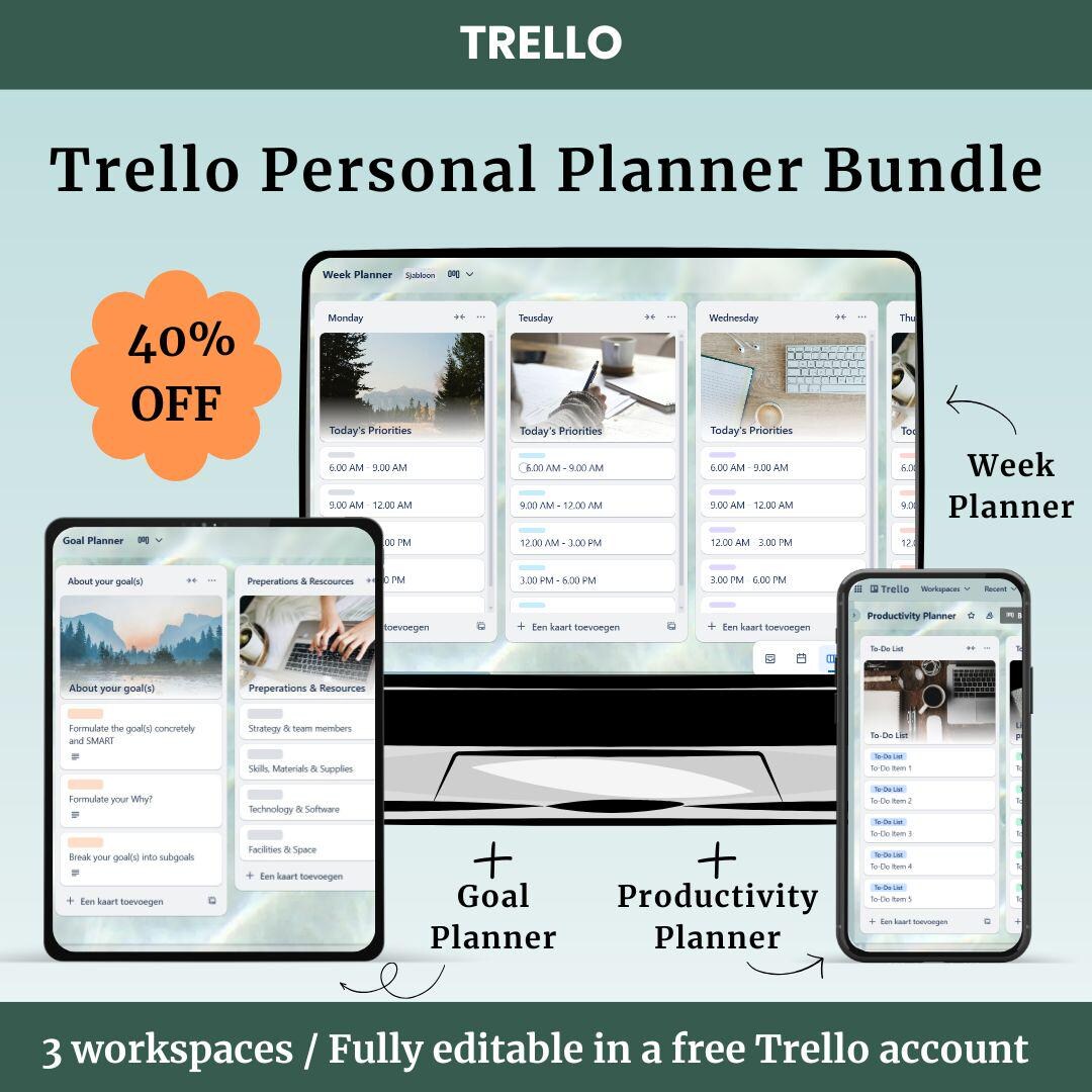 Trello Planner Example Trello Personal Planner Bundle - Trello Template - Trello Workspace ...