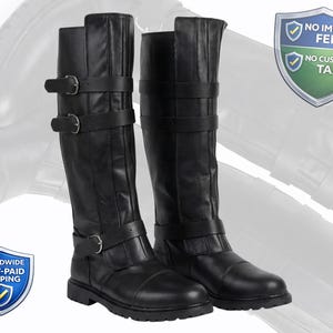 Rote Haube Leder Cosplay Stiefel | Superhelden Kostüm Schnürschuhe