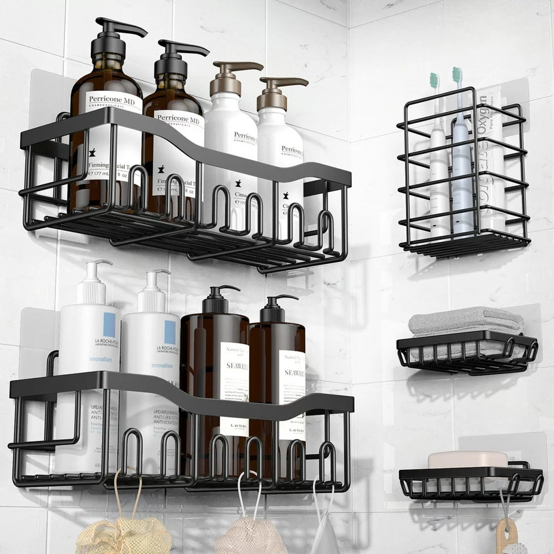 Shower Caddy 5 Pack, Adhesive Shower Organizer, No Drilling, Large