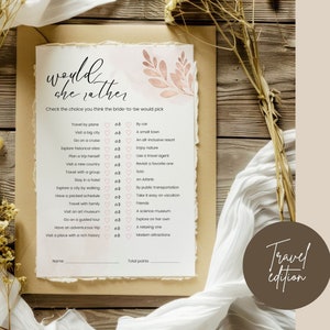 Modèle de jeu Serait-elle plutôt nuptiale - édition voyage, Serait-elle plutôt, qui connaît la mariée, jeu pour jeunes mariés, jeu pour la mariée Canva