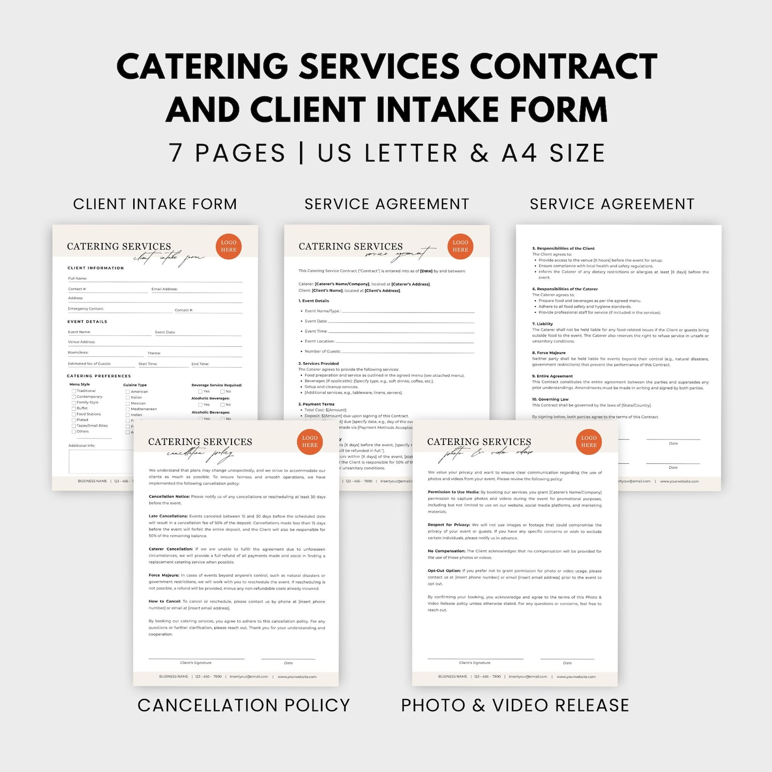 catering order form template | editable business... Catering Service Template Bundle, Editable Catering Business Forms ...