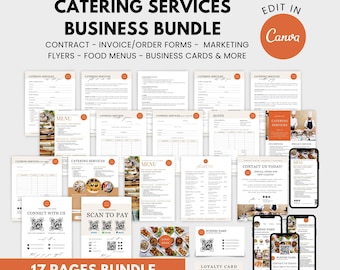Caterer-Service-Vorlagen-Bundle, bearbeitbare Caterer-Business-Formulare, Canva-Vorlagen für Caterer, Ereignisplanungsformulare, Caterer-Vereinbarung
