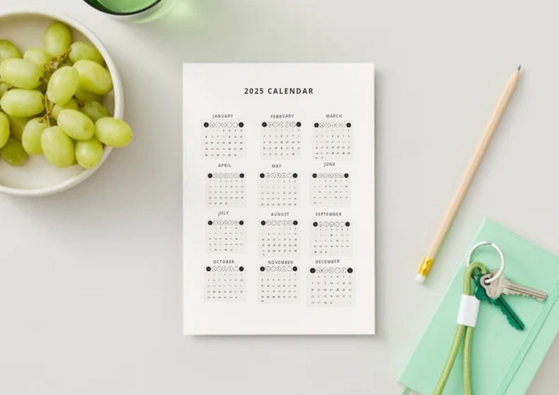 2025 Minimalist Letter Printable Calendar, 2025 Simple Planner, 2025 ...