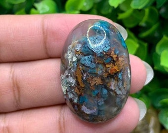 Chrysocolla native copper in chalsedony || Gemstone jewellery