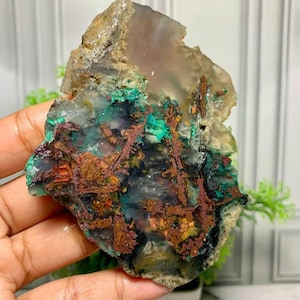 Slabs Chalcedony copper, Chrysocolla native copper size (63x42x10mm)