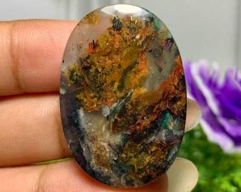 Multicolor copper in Chalcedony ll Chrysocolla pendant size(33,5x23x7mm)