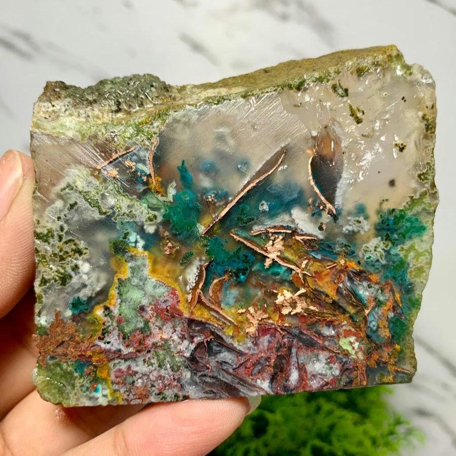 Slab-raw High Quality Chrysocolla Native Copper, Multycolor,blue