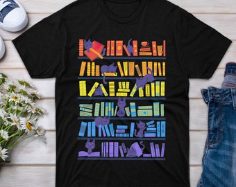 T-Shirt Library Family Gift for Men Women Kittens Sleeve Unisex Friend Boy Girl