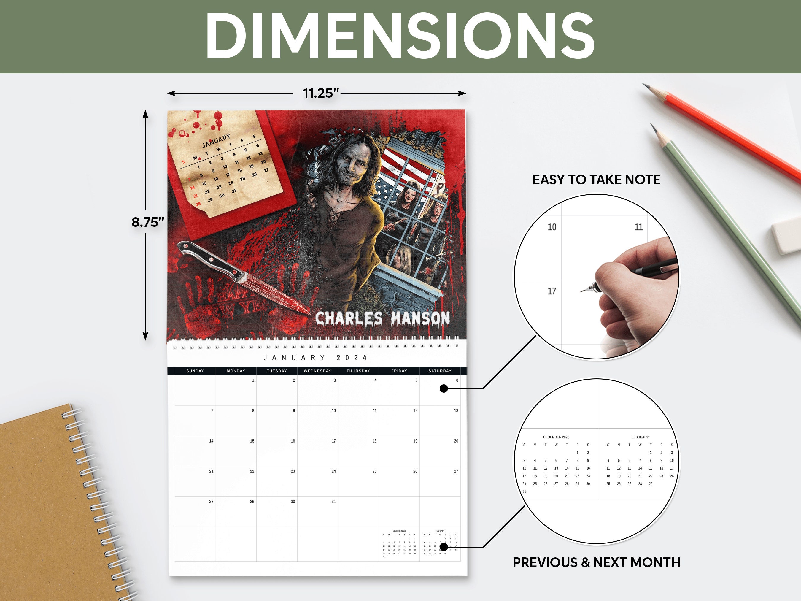 Desktop Calendars 2025 Serial Family Decoration Gift for Her Killer