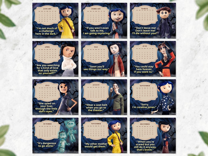 Desktop Calendars 2024 Coraline Planner Wall Aesthetic Decoration