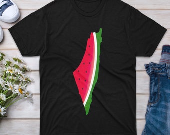 T-Shirt Watermelon Family Palestine Unisex Women Dark Girl Sleeve Gift for Men Friend Boy