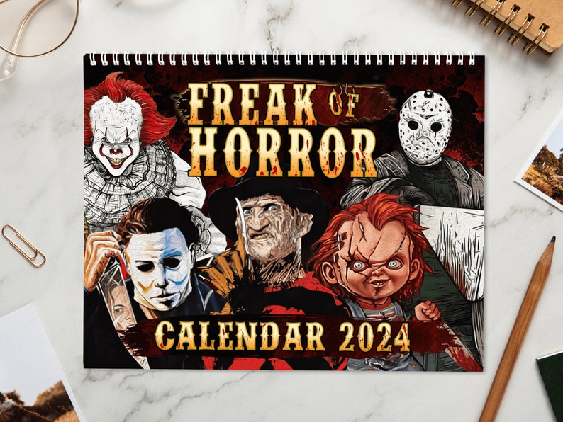 Desktop Calendars 2024 Freak Aesthetic of Planner Horror Family Wall