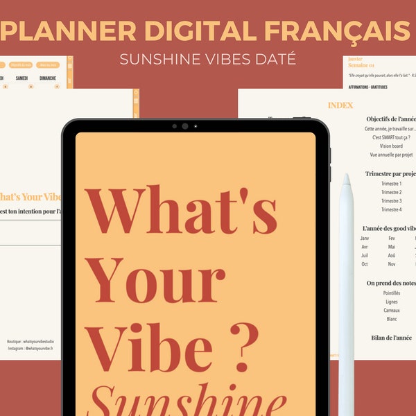 Planner Digital Français - iPad Planner - Sunshine Vibe Digital Planner - Daté 2024