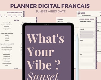 French Digital Planner - iPad Planner - Sunset Vibes Digital Planner - Dated 2024