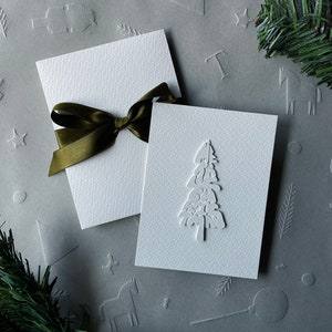 Cartão de natal feito à mão cartão de férias presente para o natal cartão minimalista cartão de luxo papel original arte da parede feliz natal árvore monograma