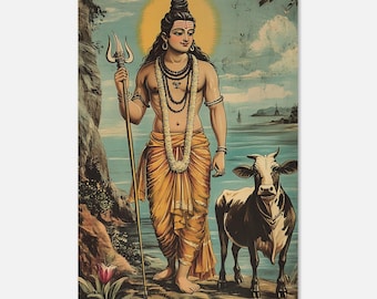 Nandi and Shiva vintage poster