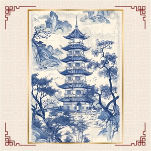 Chinoiserie painting: Pagoda Elegance