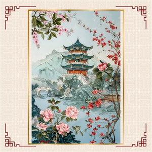 Pristine Pagoda Whispers: Minimalist Chinoiserie