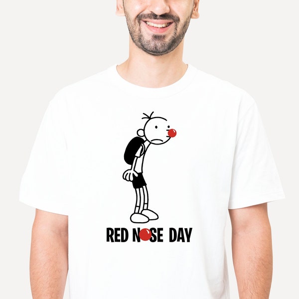 Red Nose Day Themed Novelty T-Shirt, Super Man Hero Event Charity Awareness Red Nose Kids Adults UNisex Tee Top
