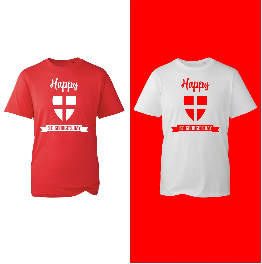 T-shirt St George's Day - Angleterre, Dragon, Blason - Coton, Coupe Loose, Manches Courtes