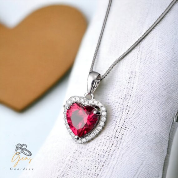 Stunning Heart-shaped Ruby Pendant - 925 Sterling Silver