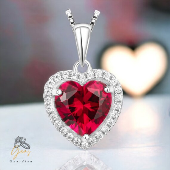 Stunning Heart-shaped Ruby Pendant - 925 Sterling Silver