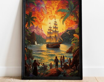 Przybycie Kolumba, Historyczna sztuka ścienna, Pobieranie cyfrowe, Wydruk plakatu, Dekoracja, Wystrój domu