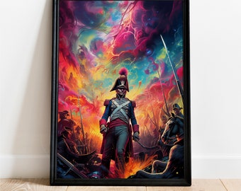 Bitwa pod Waterloo, Napoleon, Historyczna sztuka ścienna, Pobieranie cyfrowe, Wydruk plakatu, Dekoracja, Wystrój domu