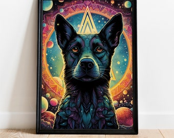 Pierwszy pies w kosmosie, Laika, Historyczna sztuka ścienna, Pobieranie cyfrowe, Wydruk plakatu, Dekoracja, Wystrój domu