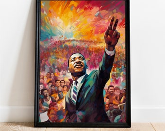 Martin Luther King - „Mam marzenie”, Historyczna sztuka ścienna, Pobieranie cyfrowe, Wydruk plakatu, Dekoracja, Wystrój domu