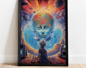 Wynalezienie Worldwide Web, Historyczna sztuka ścienna, Pobieranie cyfrowe, Wydruk plakatu, Dekoracja, Wystrój domu