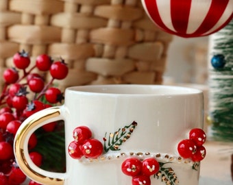 CHERRYFUL MUG - Cherry Ceramic Coffee Mug with Handle