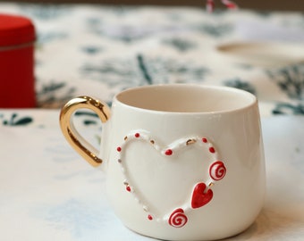 PANDORA CUP - Pandora  Ceramic Xmas Tea Cup with Handle Love Cup